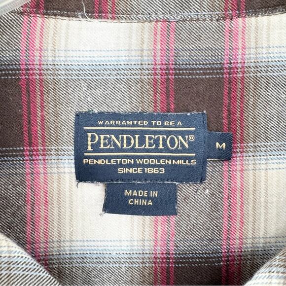 Pendleton Women's Boyfriend Doublebrushed Flannel Button Down Shirt Brown Sz M - Picture 10 of 11